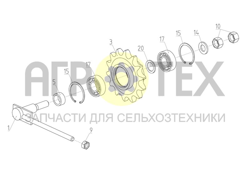 Звездочка натяжная (500.00.150) (№3 на схеме)